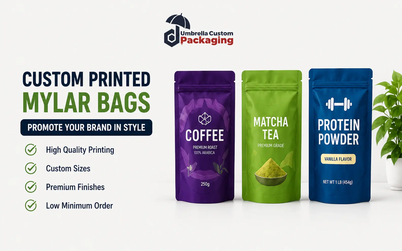 Industries that use Mylar bags including food, coffee, supplements, cosmetics, pet products, and pharmaceuticals